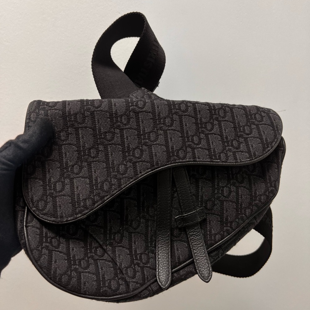 Christian Dior Black Monogram Strap crossbody bag